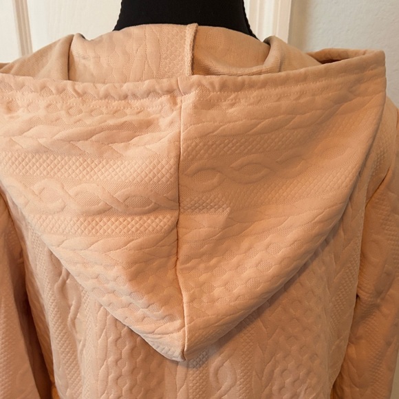 SHEIN Hooded Sweater with Feathery Lace Bottom light tan Medium - Picture 7 of 13